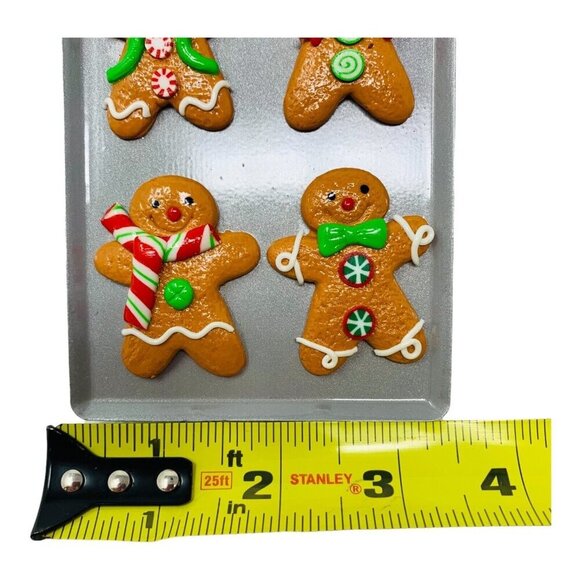 Mini Gingerbread Men Cookie Ornament Christmas Sheet Tray Bakery Red Gingham New - Picture 5 of 7